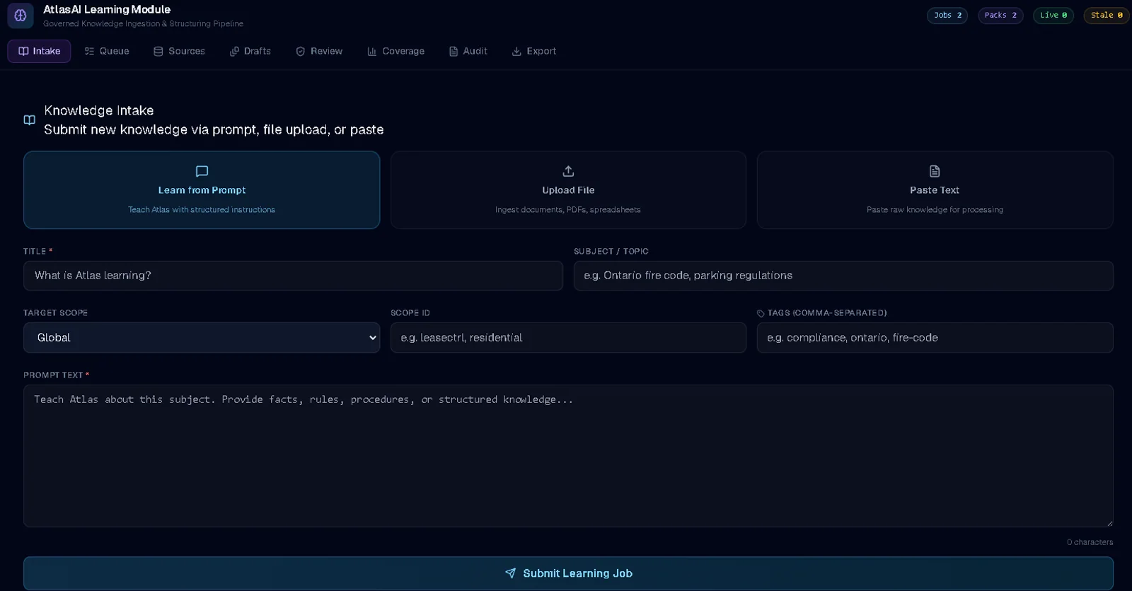 CtrlAtlas learning and governance interface